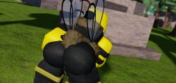 1girls 3d back_view bee bee_girl moosty naked roblox roblox_game robloxian self_upload showing_ass smiling tagme whorblox_adventure wings yellow_skin