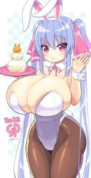 1girls 2023 ass big_ass bimbo blue_hair blush breasts bunny_ears bunny_girl bunnysuit clothed collar cotton_tail cute hair_between_eyes hair_ornament hair_ribbon hourglass_figure huge_breasts ice_cream large_ass leotard long_hair looking_at_viewer new_year_2023 original pantyhose pink_eyes pussy_outline ribbons riko_(shuz) serving_tray shiny_skin shortstack shuz_(dodidu) skindentation solo thick_thighs tight_clothing wide_hips wrist_cuffs year_of_the_rabbit