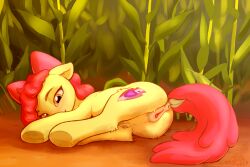 2023 animal_genitalia animal_pussy anus apple_bloom_(mlp) ass clitoris crotchboobs cutie_mark earth_pony equid equine equine_genitalia equine_pussy eyebrows female feral friendship_is_magic genitals hasbro hi_res horse lying mammal my_little_pony on_side outside pony pussy rnghat solo