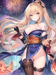 ai_generated breasts genshin_impact kimono one_breasts_out pussy tagme yoimiya_(genshin_impact)