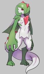 breasts censored claws digitigrade female gardevoir generation_3_pokemon genitals humanoid hybrid mouthless nintendo nude pokémon_(species) pokemon pokemon_(species) pussy simple_background small_breasts solo uenositasayuu