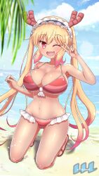 beach big_breasts bikini miss_kobayashi's_dragon_maid ozrereresan tohru_(dragon_maid)