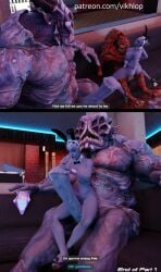 alien alien_girl alien_humanoid asari big_breasts blunt_penis bunny_ears bunny_ears_(cosmetic) bunny_suit bunnysuit cock_shock comic comic_page english_text female huge_cock it'll_never_fit krogan larger_male liara_t'soni looking_at_penis male mass_effect matriarch_benezia monster part_1 penis penis_between_thighs pointing pole_dancing prostitution reverse_upright_straddle sitting_on_top size_difference smaller_female strip_club thigh_sex ugly_man upright_straddle vikhlop yahg