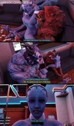 alien alien_girl alien_humanoid asari big_breasts bunny_ears bunnysuit comic comic_page english_text huge_cock krogan liara_t'soni mass_effect matriarch_benezia part_1 pole_dancing prostitution vikhlop yahg