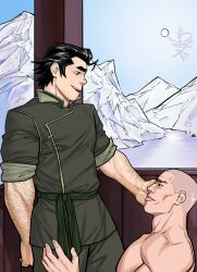 2boys age_difference avatar_legends blake_alexander_art bolin clothed clothing gay male male_only muscles muscular muscular_male nickelodeon the_legend_of_korra tongue_out zaheer