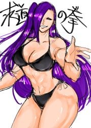 abs big_breasts bikini black_bikini black_sclera cleavage colored_sketch female female_only fist_of_the_seeker genderswap_(mtf) grin hair_over_one_eye hayakuwa_samato kengan_(series) long_hair looking_at_viewer no_eyebrows purple_hair rule_63 sharp_teeth side_ponytail smile solo swimsuit thick_thighs wide_hips zpbql9ofeh0ygio