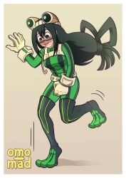 about_to_pee costume have_to_pee hero_outfit_(mha) my_hero_academia omo_mad omorashi superhero tongue_out tsuyu_asui