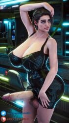 3d ass balls big_ass big_balls big_breasts big_butt big_nipples big_penis black_hair blender breasts capcom club cyberpunk_2077 dick dickgirl dress futa_only futanari jill_valentine jill_valentine_(sasha_zotova) mikuart nipple_bulge nipples penis resident_evil resident_evil_3 resident_evil_3_remake solo