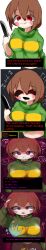 brown_hair caption chara comic hypnosis mind_control saluting tagme undertale undertale_(series)