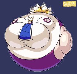 2d 2d_(artwork) 9_tails big_breasts blonde_hair breast_inflation breasts gigantic_breasts huge_breasts inflated_breasts inflation kitsune large_breasts minshoko panties purple_panties ran_yakumo skullgeist spherical_inflation sunken_head sunken_limbs touhou