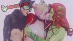 3d 3d_(artwork) 3girls animated batman_(series) breasts catwoman catwoman_(fortnite) dc dc_comics dyed_hair female female_only fortnite fortnite:_battle_royale gotham_city_sirens green-skinned_female green_skin groping groping_breasts harley_quinn harley_quinn_(fortnite) infected_heart kissing light-skinned_female light_skin makeout mp4 multiple_girls nipples pamela_isley pigtails poison_ivy poison_ivy_(fortnite) red_hair rubbing_breasts selina_kyle sound tagme video white-skinned_female white_skin yuri