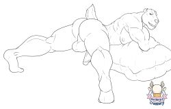 1ceberg absurd_res anthro ass badger balls big_butt erection genitals hi_res looking_back male mammal muscular muscular_male mustelid musteline raised_tail rear_view solo spread_legs spreading tail