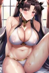 1girls ai_generated alternate_breast_size blush breasts brown_hair fate/grand_order fate_(series) female goddess huge_breasts ishtar_(fate) ishtar_(fate/grand_order) light-skinned_female light_skin long_hair looking_at_viewer nai_diffusion red_eyes revealing_clothes stable_diffusion sweat sweaty_body sweaty_breasts thick_thighs thighs twintails wet wet_body