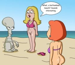 american_dad ass bikini bikini_bottom_removed bottomless bottomless_female creek_12 family_guy francine_smith innie_pussy lois_griffin nude_beach pussy roger_smith