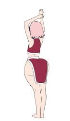 1girls ass ass_bigger_than_head big_ass biggies00 bottom_heavy chibi crop_top dancing female female_only from_behind huge_ass naruto naruto_(classic) naruto_(series) petite pink_hair revealing_clothes round_ass sakura_haruno shaking shaking_butt skirt smaller_female solo solo_focus thick_ass