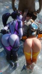 1boy 2girls 3d amelie_lacroix anus ass bent_over big_penis black_hair blender_(software) blizzard_entertainment blowjob blue_hair brown_hair chronal_accelerator clothing cock_worship collaborative_fellatio erection fellatio female ffm_threesome harness hetero huge_cock human lena_oxton licking licking_penis light-skinned_male light_skin long_hair male multiple_fellatio ocean oral orange-tinted_eyewear outdoors outside overwatch overwatch_2 pale_skin penis penis_lick ponytail presenting presenting_hindquarters purple_skin pussy red_lj short_hair straight tattoo threesome tinted_eyewear toenail_polish tongue tongue_out tracer unseen_male_face visor water widowmaker