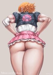 1girls 2023 ass ass_focus biceps big_ass big_butt bottomless breasts clothed clothing cropped_jacket female female_only from_below gloves hand_on_hip hand_on_own_hip kuon_(kwonchanji) large_ass muscular muscular_female nora_valkyrie orange_hair panties patreon_username pink_gloves pink_skirt prinzkuon pussy rwby short_hair simple_background skirt solo solo_female standing thick_thighs thighs upskirt white_background