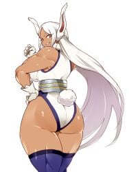 1girls ass ass_focus back_view big_ass big_breasts big_butt breasts bunny_ears bunny_tail curvy dark-skinned_female dark_skin female female_only gloves hanzo2929 large_ass legwear leotard long_hair miruko muscular muscular_arms muscular_female muscular_legs muscular_thighs my_hero_academia red_eyes rumi_usagiyama shiny_skin solo solo_female solo_focus standing thighhighs voluptuous white_hair