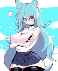 big_breasts blue_hair boob_window breasts cat_ears cat_girl catgirl clothing female friday_night_funkin pouting skirt sky_(friday_night_funkin) skyblue thick_thighs thighhighs usa37107692
