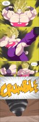 2girls breasts caulifla comic dialogue dragon_ball dragon_ball_super female female_only growth huge_breasts kale multiple_girls muscle_growth muscular muscular_female shounen_jump super_saiyan zetarok