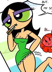 accurate_art_style black_hair buttercup_(powerpuff_girls) long_hair night_dress powerpuff_girls