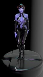 1girls 3d big_breasts blizzard_entertainment female female_only high_heels latex leather long_boots long_legs noob34 overwatch solo widowmaker