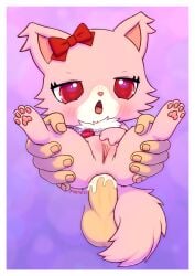 <3_eyes 1boy1girl 2023 accessory anal anal_sex anthro anus ass balls blush bodily_fluids border bow_ribbon chibi cum digital_media_(artwork) disembodied_penis domestic_cat duo erection felid feline felis female female_focus fluffy fluffy_tail fur furry garnet_(jewelpet) genital_fluids genitals hand_on_butt heart hi_res holding_partner human human_on_anthro human_on_semi-anthro humanoid_genitalia humanoid_penis interspecies jewelpet jewelry kemono larger_male male male/female mammal masturbation neck_tuft necklace nude nude_female nude_male open_mouth open_smile paws penetration penis persian_cat pink_body pink_eyes pink_fur pussy pussy_juice pyritie sanrio sega sega_toys semi-anthro short simple_background size_difference size_play smaller_female smile spread_pussy spreading sweat tail tuft white_border