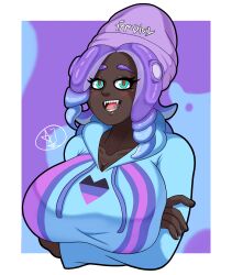 a_jnsfw dark_skin huge_breasts octoling original splatoon zinnia_the_octoling