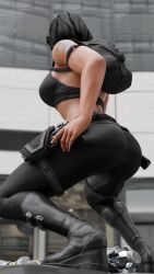 1girls 3d big_breasts female female_only heels leather long_legs noob34 overwatch pharah