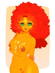 alien_girl artist_request breasts cum dc dc_comics golden_skin green_eyes koriand'r nude nude_female orange_skin starfire starfire_(comics) tamaranean