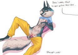 2023 anthro biped bottomwear bottomwear_down breasts canid canine canis cheek_tuft clothed clothing digital_media_(artwork) dildo dildo_in_pussy dildo_insertion discreet_user english_text facial_tuft female fur grey_body grey_fur hi_res illumination_entertainment lying mammal multicolored_body multicolored_fur nipples on_back pants pants_down partially_clothed penetration porsha_crystal sex_toy sex_toy_in_pussy sex_toy_insertion simple_background sing_(movie) small_breasts solo text tuft two_tone_body two_tone_fur vaginal_penetration vaginal_penetration white_background white_body white_fur wolf yellow_eyes