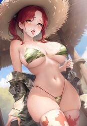 1girls 2023 ai_generated big_breasts curvaceous curvy_body curvy_female female_focus female_only g_string hourglass_figure long_hair military_hat military_jacket oppaissance stable_diffusion thick_thighs thighhighs thong voluptuous_female zettai_ryouiki