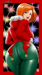 1girls ann_possible ass ass_focus big_ass blue_eyes breasts clothing disney female female_only johnboyx kim_possible looking_at_viewer looking_back looking_back_at_viewer medium_hair milf rear_view red_hair sideboob solo solo_female thick_thighs wide_hips