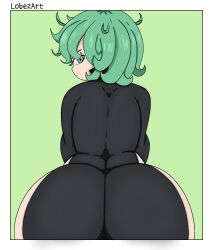 1girls ass big_ass big_butt female green_eyes green_hair lobezohh looking_at_viewer looking_back one-punch_man sole sole_female solo solo_female tatsumaki thick_thighs