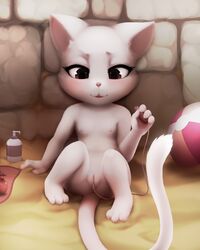 against_wall anus ball beach beach_ball blush brown_eyes charle clitoris clothed clothing darkmirage domestic_cat exceed fairy_tail felid feline felis female food footwear fruit fur lotion mammal nipples nude pussy sand seaside sex_toy shoes vibrator white_fur