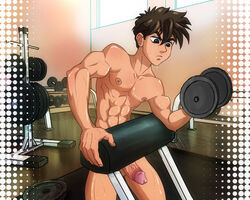 1boy anma gundam gym heero_yui male male_only penis solo weightlifting