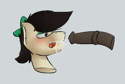 clothed clothing crossdressing cum cum_in_mouth cum_inside equine fan_character horse male mammal marsminer my_little_pony oral pone_keith pony simple_background solo_focus tongue tongue_out white_background yaoi