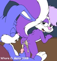 2008 anthro buster_bunny female fifi_la_fume fur furry male mammal rabbit skunk straight tagme tiny_toon_adventures whore_o._matic