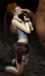 3d animated dark-skinned_male dark_skin fellatio female human humanoid interracial lara_croft lara_croft_(classic) male oral straight tomb_raider zzomp