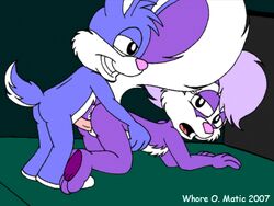 2007 animated anthro buster_bunny female fifi_la_fume fur furry lowres male mammal rabbit skunk straight tiny_toon_adventures whore_o._matic