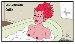 bathing bathroom bathtub callie_maggotbone pink_skin red_hair swapp tagme ugly_americans