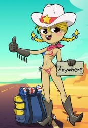 1girl 1girls american_flag_bikini bikini breasts cartoon_network centinel303 eurotrish female foster's_home_for_imaginary_friends fur furry half_naked half_naked_female hat hitchhiking pigtails rodent skimpy