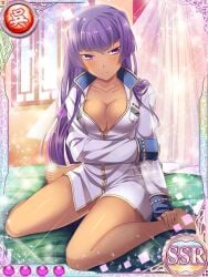 blush breasts card_(medium) chinese_girl feet female kannei_kouha koihime†_(series) koihime_musou long_hair violet_eyes violet_hair