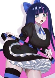 1girls dress female female_only goth goth_girl nia4294 nia_(nia4294) panty_&_stocking_with_garterbelt pink_streak purple_hair stocking stocking_anarchy stockings striped_thighhighs thick_thighs thighs