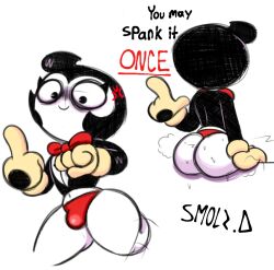 ass ass_focus ass_sweat cartoony charlie charlie_(smolzd) fat femboy gay kicking musky_ass musky_butt oc posing rubberhose sitting sitting_down smolzd thick_ass thick_thighs thong