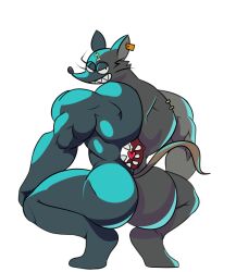 1boy 2022 absurd_res anthro ass ass_focus big_ass big_butt big_muscles broly_culo butt butt_focus crouching fur furry grey_body grey_butt grey_fur grin haizhe8 half-closed_eyes highres looking_back mad_rat_(character) mad_rat_dead male male_only mammal meme murid murine muscular muscular_anthro muscular_male narrowed_eyes nude parody rat rodent sharp_teeth simple_background smile solo spread_legs spreading teeth