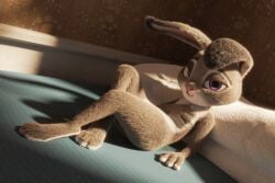 1girls 3d 3d_(artwork) absurd_res anthro disney female female_only fever-dreamer flat_chest fur furry furry_only hi_res judy_hopps nude purple_eyes rabbit solo zootopia