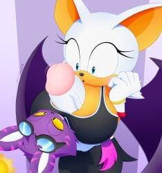 1girls anthro bat bat_wings big_breasts breasts cleavage clothing erect_penis erection female female_focus huge_breasts huge_cock larger_female original_character penis rouge_the_bat sega shocked shocked_expression size_difference slickehedge smaller_male sonic_(series) sonic_riders sonic_the_hedgehog_(series)