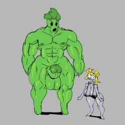 1boy 1boy1girl 1girls azllim big_breasts big_penis big_thighs erect_penis erection female huge_cock muscular muscular_male plant_boy plantie plants_vs_zombies repeater_(pvz) zombie zombie_(pvz) zombie_girl