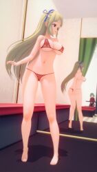 2023 3d blonde_hair breasts hikage_(senran_kagura) hips katsuragi_(senran_kagura) koikatsu pinup senran_kagura tenguyurilove underwear